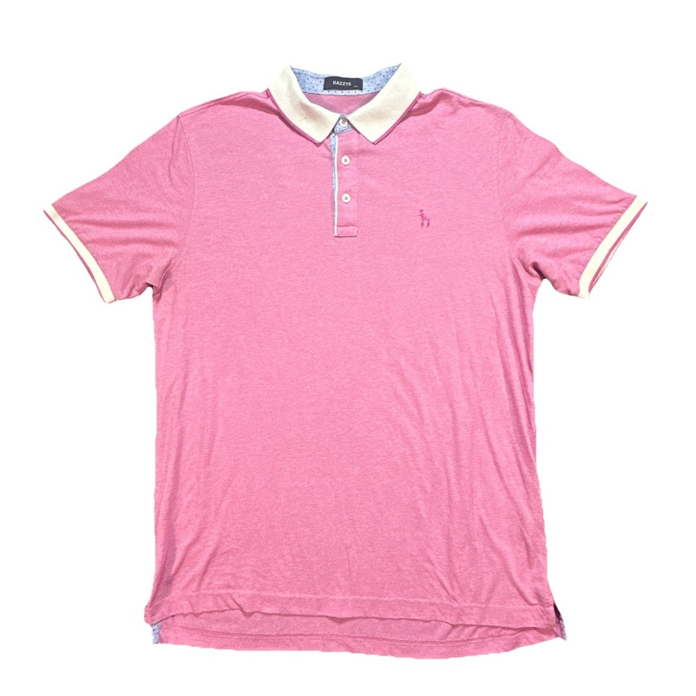 Hazzys Men's Golf Short Sleeve Polo T-Shirt Pink/white Casual Preppy
